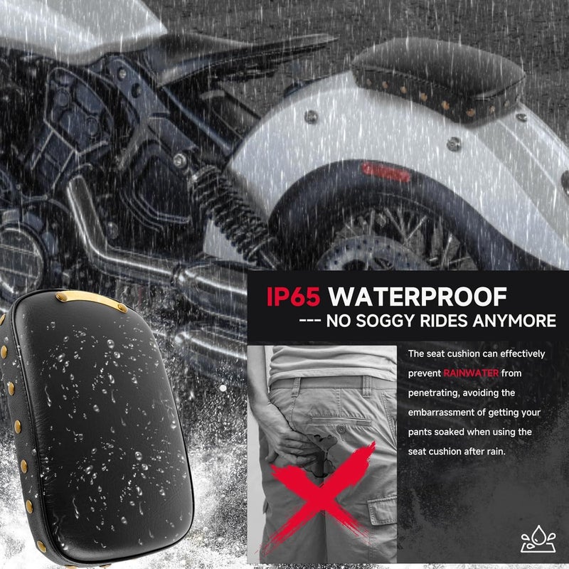 DREAMIZER Universal Black Motorcycle Solo Passenger Seat Rear Cushion 8 Suction Cups Compatible with Harley Davidson Sportster XL 883 1200 Forty Eight Dyna Chopper Bobber Custom (Black-Vintage) - Image 3